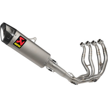 Titanium Akrapovic Racing Line exhaust system for Suzuki GSX 1300 R Hayabusa 2021-2025, installed on a motorcycle.