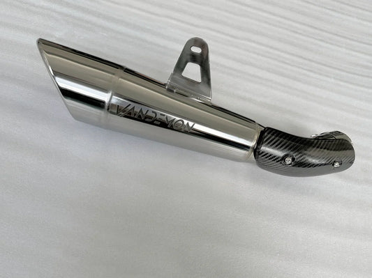 Vandemon Titanium Slip-On Exhaust for Kawasaki Ninja ZH2 H2R by Bill's Exhausts, showcasing the sleek titanium design and exhaust pipe.