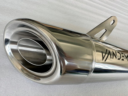 Bill's Exhausts Vandemon titanium slip-on exhaust for Kawasaki Ninja ZH2 H2R, showcasing sleek, lightweight design and premium finish.