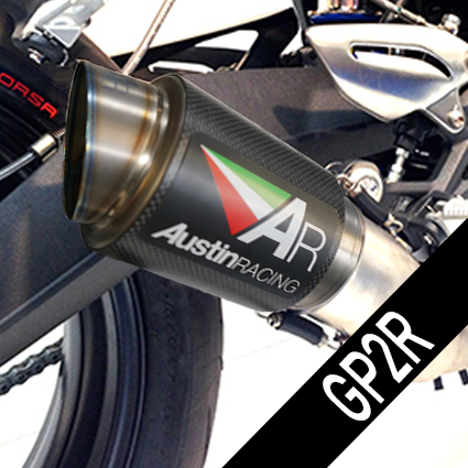 Austin Racing GP1 CB/CBR 650F/R 2017-2025 de-cat race exhaust system in black ceramic finish, designed for optimal performance.