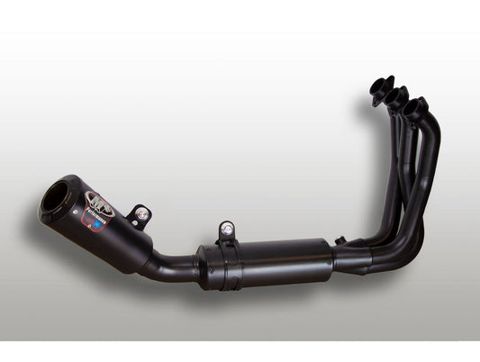 All-black M4 full exhaust system for Yamaha MT-09 and SXR900, 2021-2026, by Bill's Exhausts, shown installed on motorcycle.