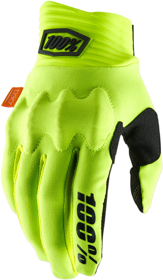 Bill's Exhausts Cognito Gloves in fluo yellow and black, large size, showing the protective design and vibrant color.