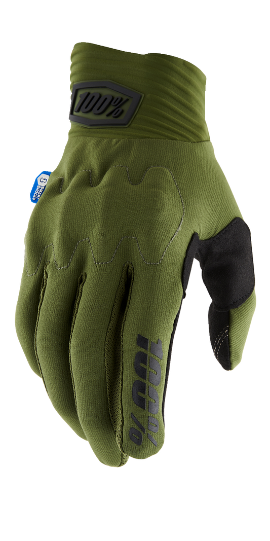 Bill's Exhausts Cognito Smart Shock Gloves in army green and black, 2XL size, showing durable, padded glove design with adjustable straps.