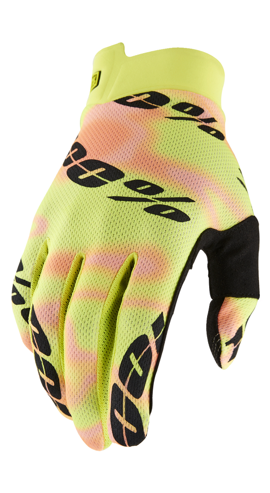 Bill's Exhausts 100% iTrack Kaledo XL gloves, black with textured fingertips, designed for durability and grip.