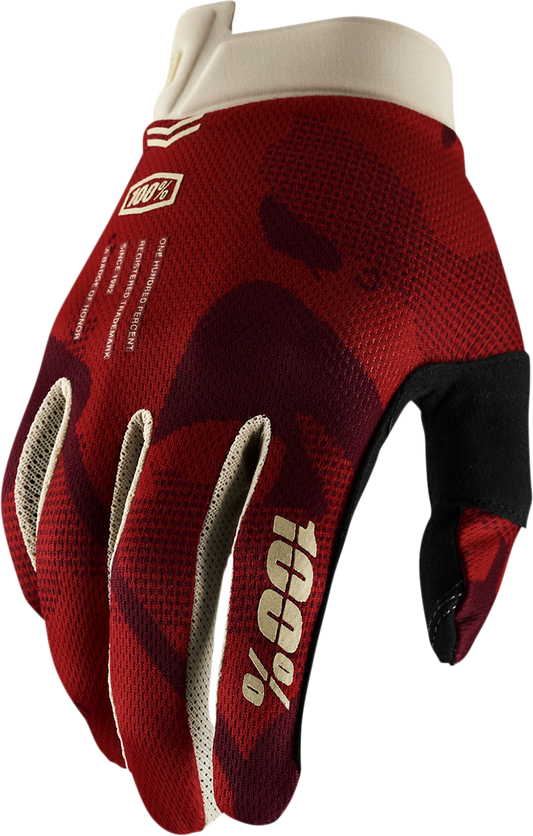 Bill's Exhausts 100% iTrack Gloves Terra XL, lightweight outdoor gloves with breathable fabric and adjustable wrist strap.