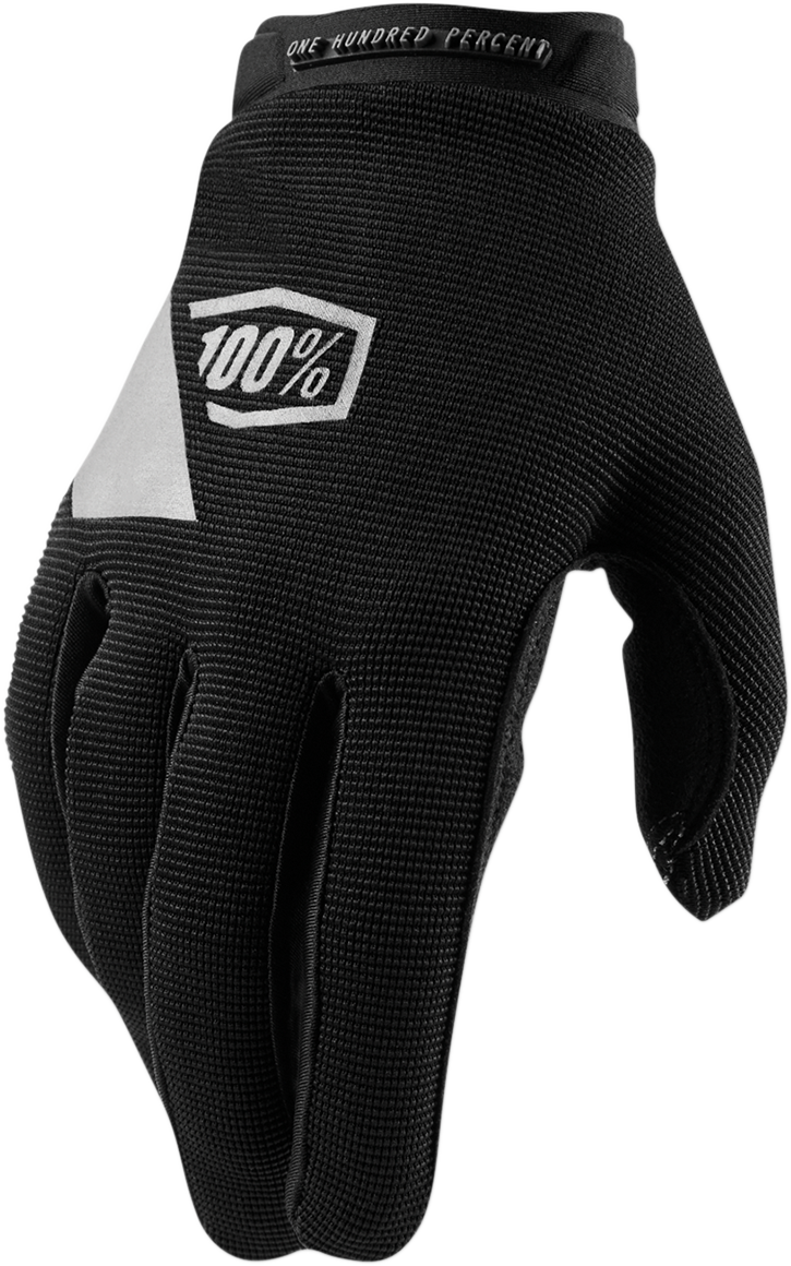 Women's Ridecamp Gloves by Bill's Exhausts in black and charcoal, medium size, featuring durable, comfortable riding glove design.