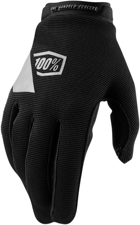 Women's Ridecamp Gloves by Bill's Exhausts in black and charcoal, medium size, featuring durable, comfortable riding glove design.