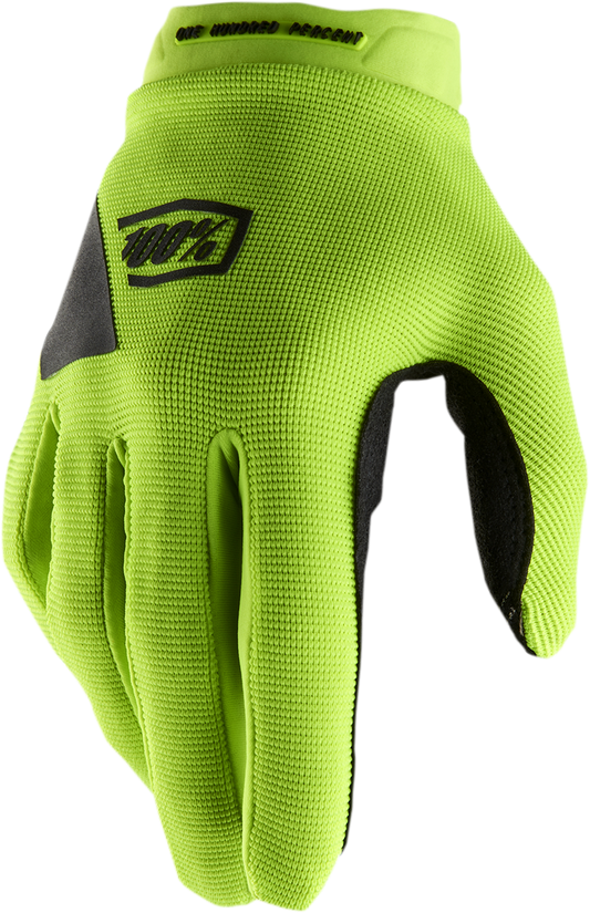 Bill's Exhausts Women's Ridecamp gloves in fluo yellow and black, small size, showing the lightweight, padded riding gloves.