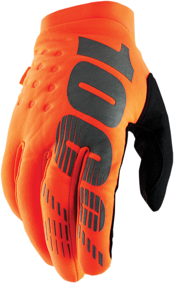 Bill's Exhausts Youth Brisker gloves in orange and black, small size, showing the lightweight, durable design for active use.
