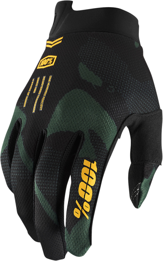 Bill's Exhausts Youth iTrack Sentinel Black gloves, small size, showing the black fabric and glove design.