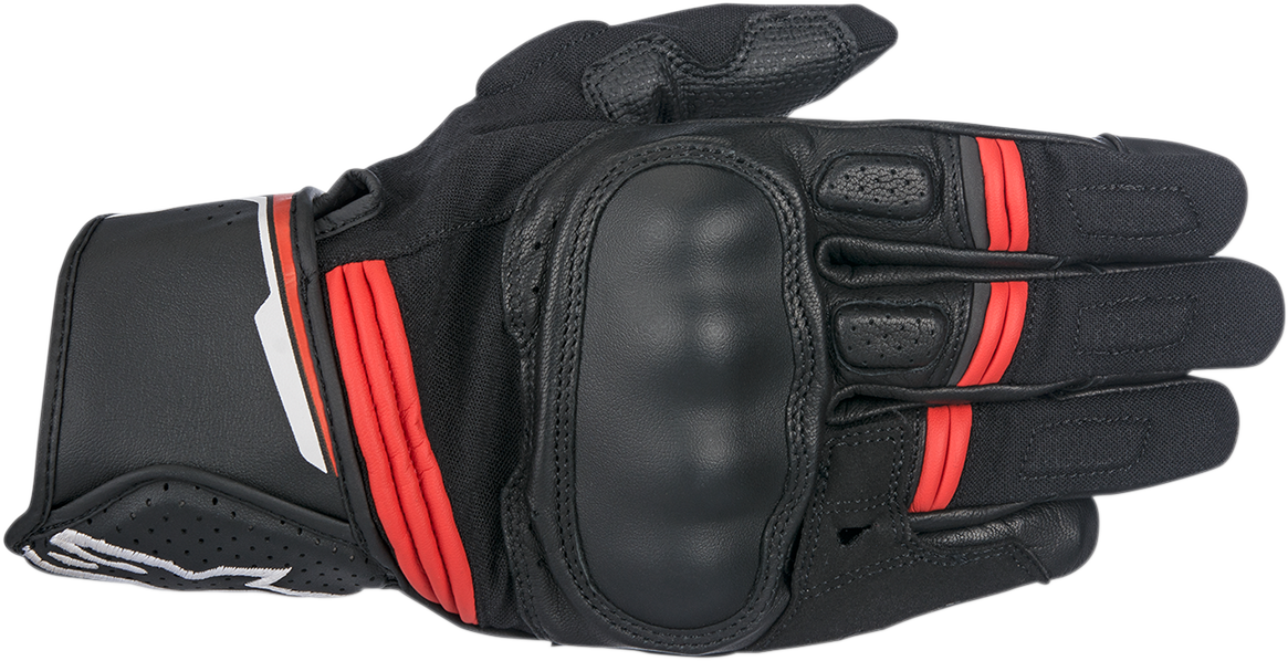 Alpinestars Booster Gloves in black and red, large size, designed for motorcycle riding with protective features and breathable material.