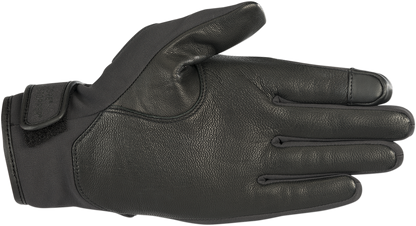 Alpinestars C-1 V2 Windstopper® gloves in black, medium size, showing the gloves with textured fabric and adjustable wrist strap.