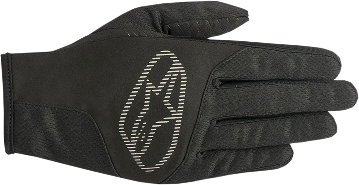 Black Alpinestars Cirrus Gloves in 2XL size, close-up view showing textured fabric and secure wrist closure.
