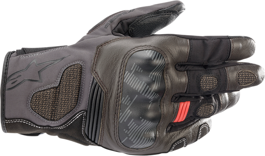 Alpinestars Corozal V2 Drystar gloves in brown, black, and dark gray, XL size, featuring durable motorcycle glove design.