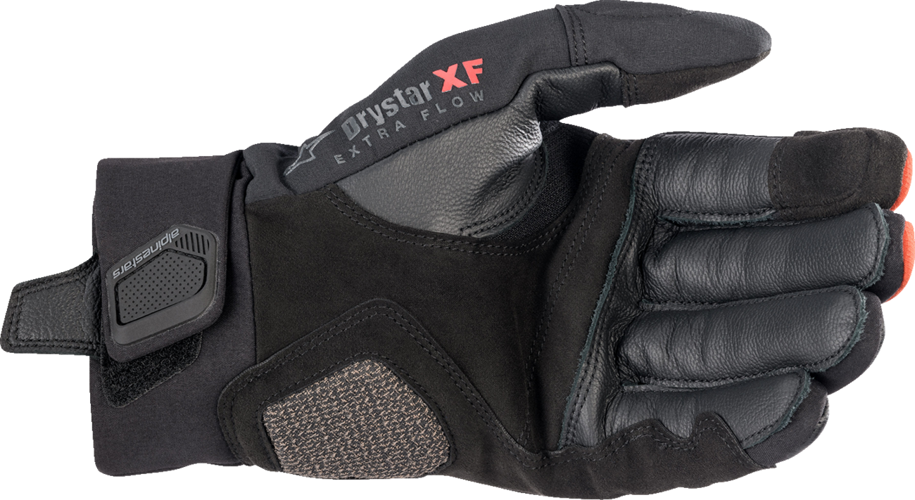 Alpinestars Hyde XT DrystarXF® gloves in fire red and black, small size, featuring protective knuckles and breathable material.