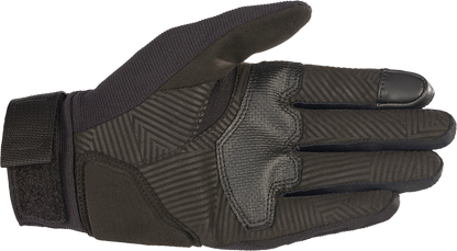 Alpinestars Reef Gloves in black with reflective accents, small size, designed for motorcycle riding or outdoor activities.