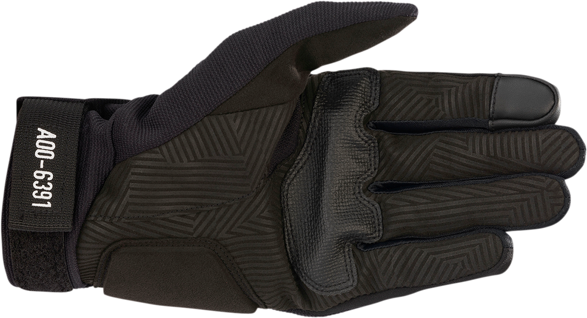 Alpinestars Shotaro Black Gloves in Large size, featuring protective design and textile material for motorcycle riding.