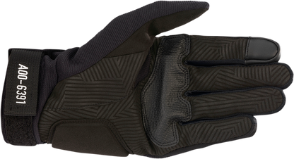 Alpinestars Shotaro Black Gloves in Large size, featuring protective design and textile material for motorcycle riding.