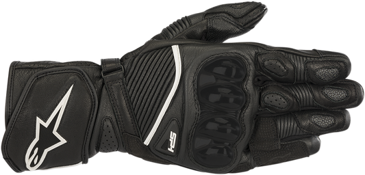 Alpinestars SP-1 V2 Black motorcycle gloves in 3XL, featuring reinforced knuckles and textured palm for enhanced grip and protection.