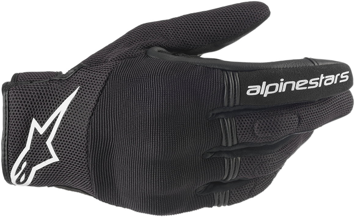 Alpinestars women's copper gloves in black and white, small size, designed for motorcycle or sports use.