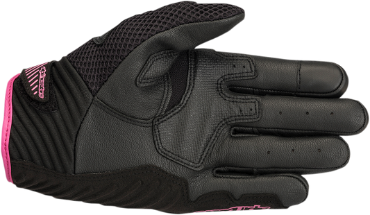 Alpinestars Women Stella SMX-1 Air V2 gloves in black and fuchsia, size XL, with protective knuckles and breathable design.