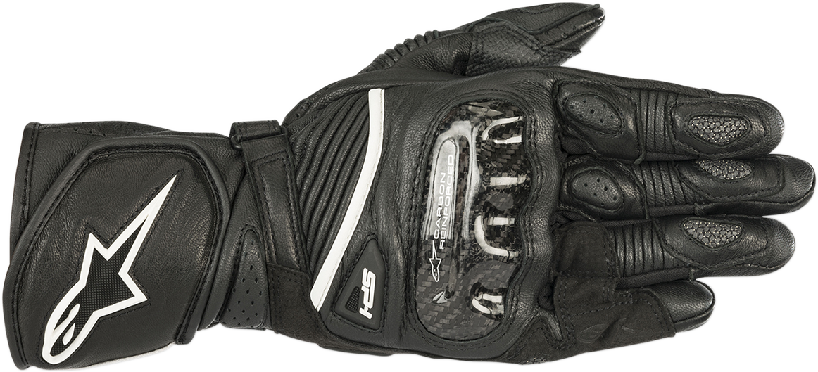 Black Alpinestars Women Stella SP-1 V2 Gloves in small size, showcasing durable motorcycle gloves with reinforced knuckles and adjustable wrists.
