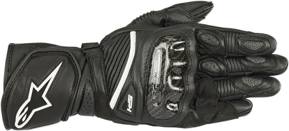 Black Alpinestars Women Stella SP-1 V2 Gloves in small size, showcasing durable motorcycle gloves with reinforced knuckles and adjustable wrists.