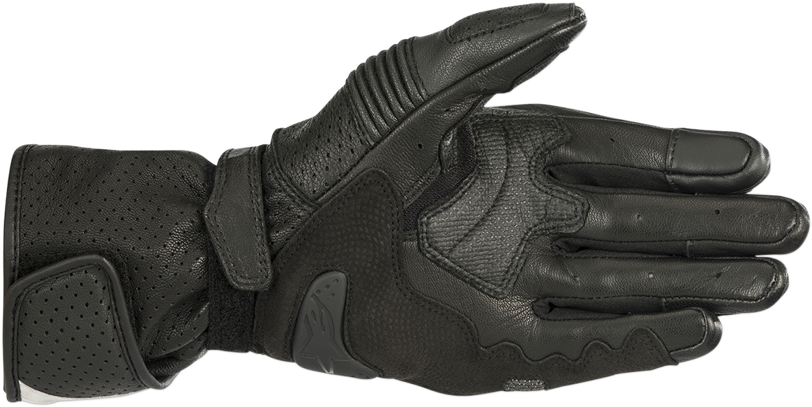 Alpinestars Women Stella SP-1 V2 motorcycle gloves in black, small size, featuring protective knuckles and adjustable wrist straps.