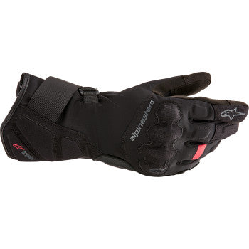 Alpinestars Women Stella Tourer W-7 V2 Drystar® motorcycle gloves in black, size large, with protective knuckles and adjustable wrist strap.