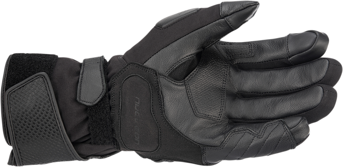 Alpinestars WR-1 V2 Gore-Tex® motorcycle gloves in black, small size, featuring durable materials and secure wrist closure.