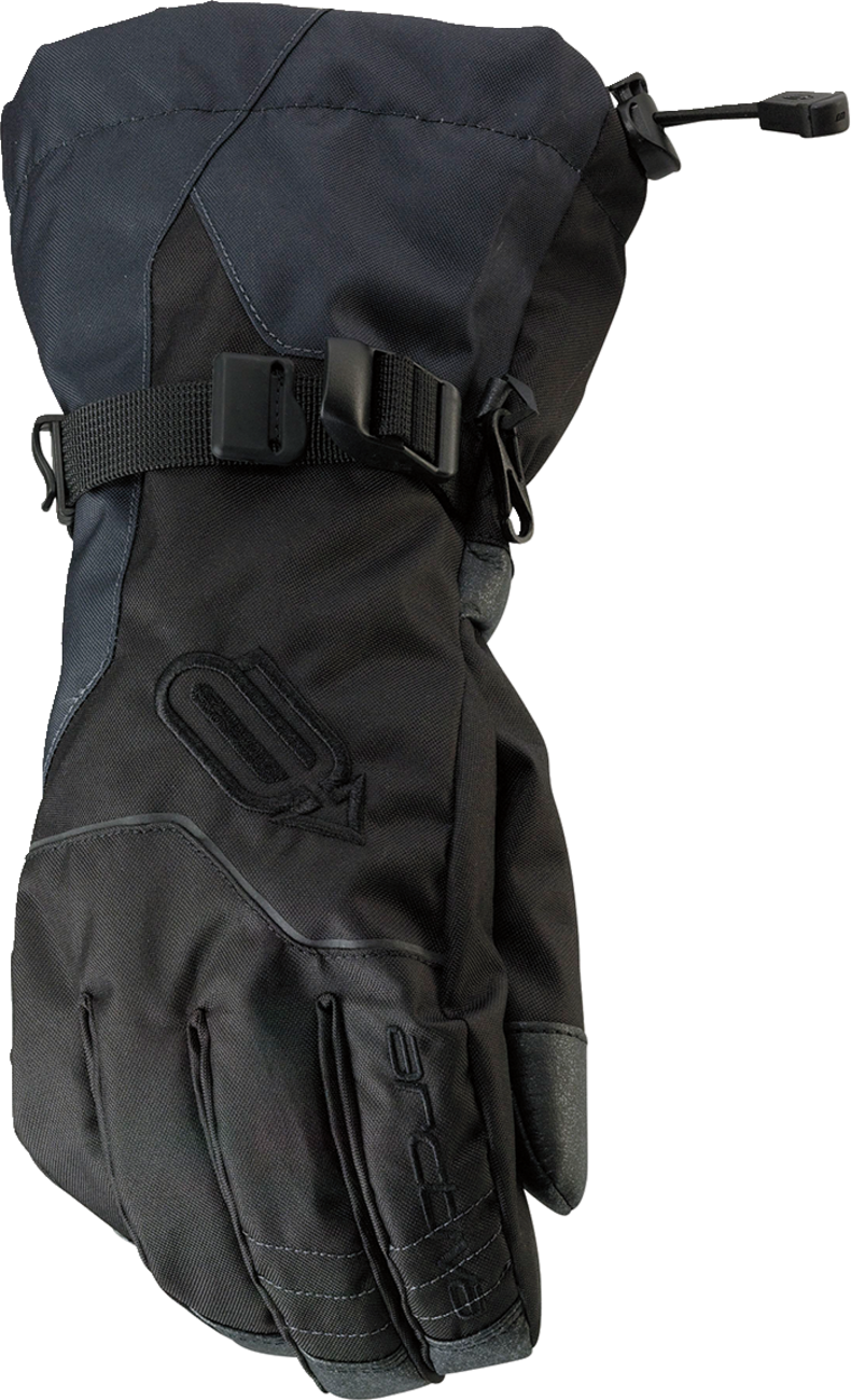 Bill's Exhausts ARCTIVA Pivot Gloves in black and gray, large size, showing close-up of durable, padded winter gloves.