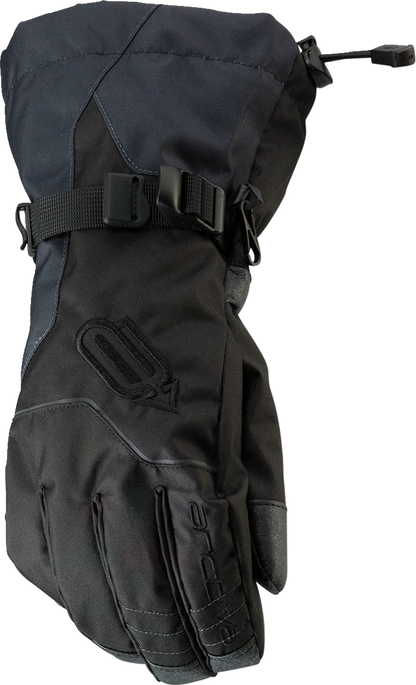 Bill's Exhausts ARCTIVA Pivot Gloves in black and gray, large size, showing close-up of durable, padded winter gloves.