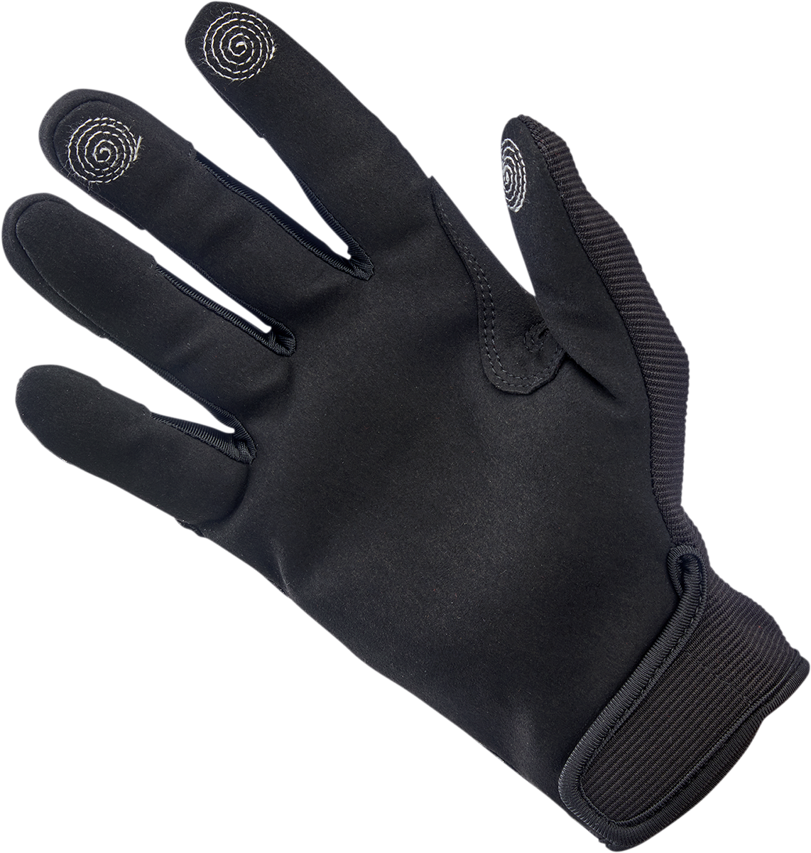 Biltwell Anza Gloves in black, large size, casual leather gloves with reinforced palms and adjustable wrist strap.