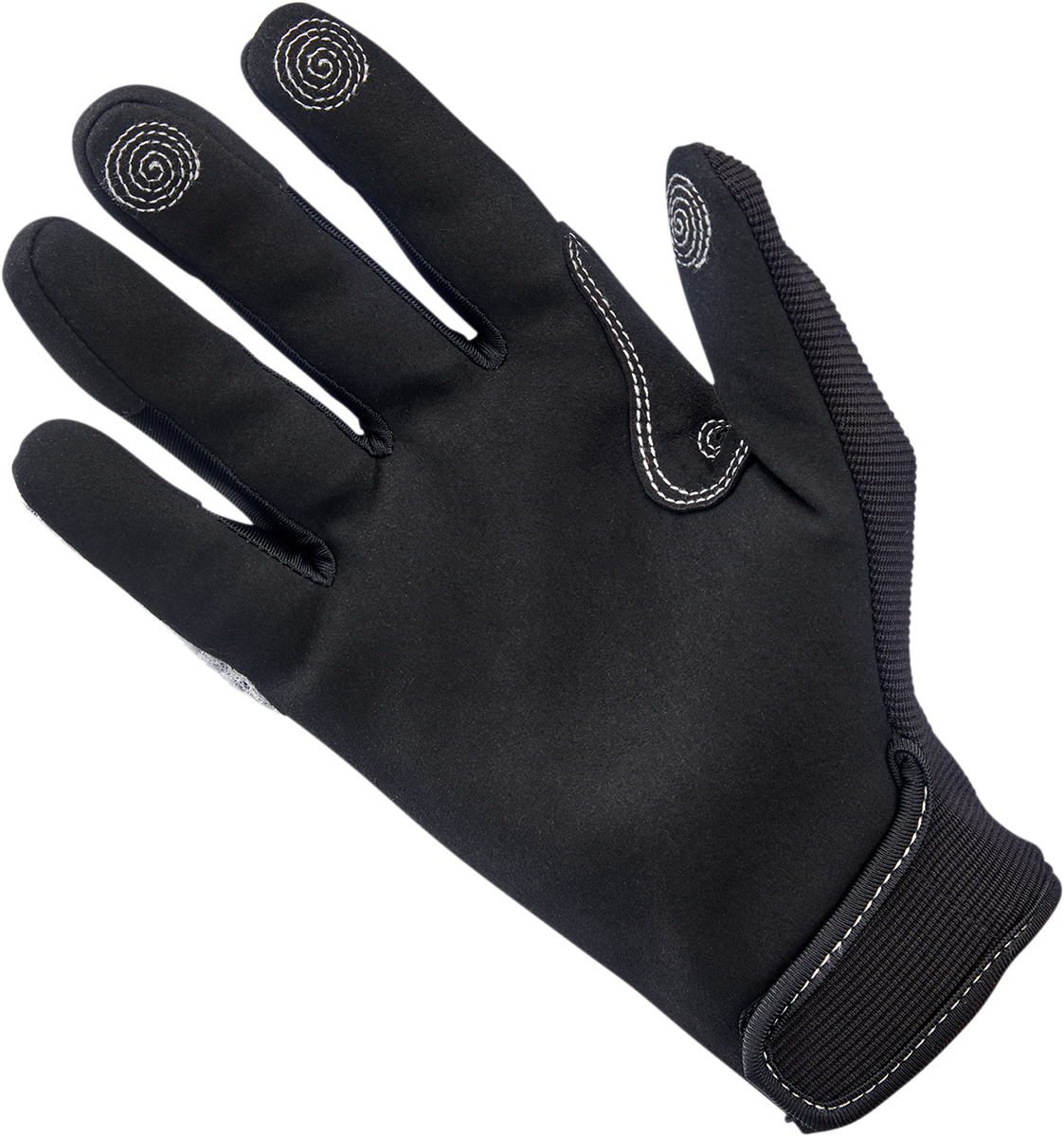 White Biltwell Anza Gloves in large size, featuring durable leather construction and snug fit for motorcycle riding.