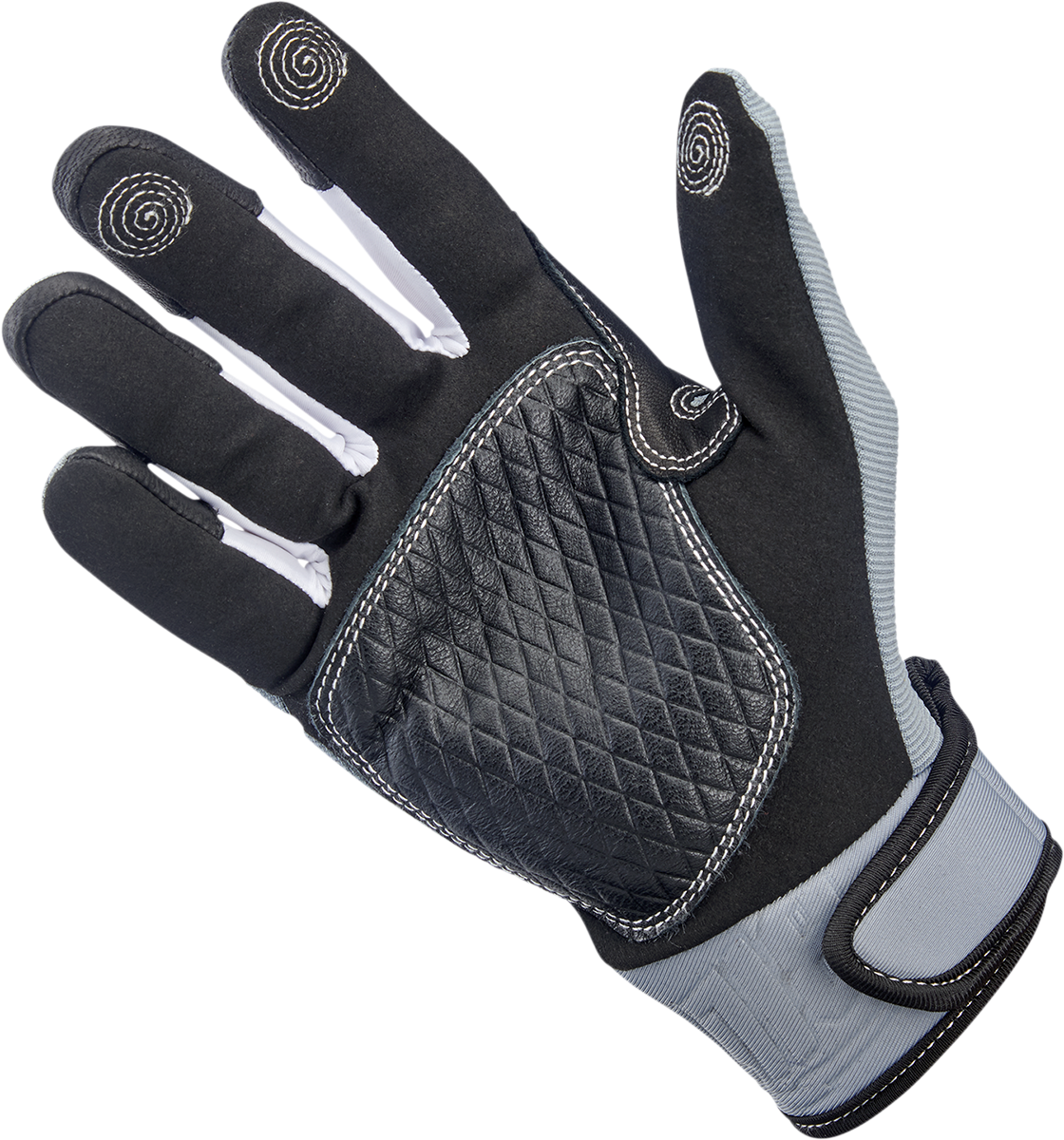 Gray Biltwell Baja Gloves in 2XL, durable motorcycle gloves with padded knuckles and comfortable fit from Bill's Exhausts.