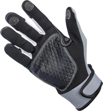 Gray Biltwell Baja Gloves in 2XL, durable motorcycle gloves with padded knuckles and comfortable fit from Bill's Exhausts.