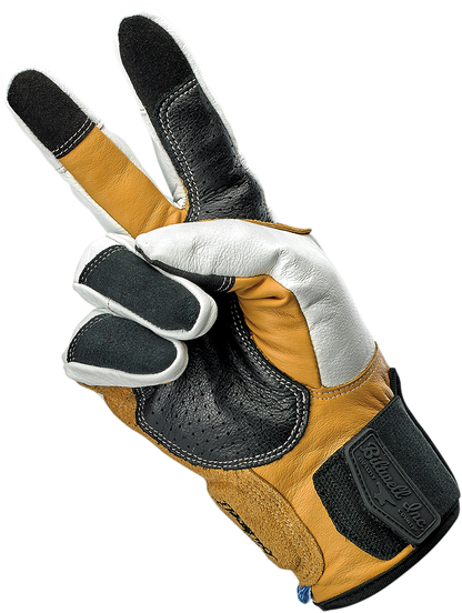 BILTWELL Belden Gloves in Cement color, XS size, featuring durable leather construction and classic motorcycle glove design.