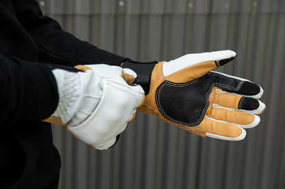 BILTWELL Belden Gloves in Cement, XS size, featuring durable leather construction and a sleek design for motorcycle riding.