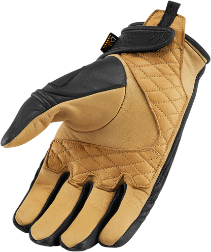 Black ICON AXYS™ Gloves in 3XL from Bill's Exhausts, showing the durable material and snug fit for motorcycle riding.