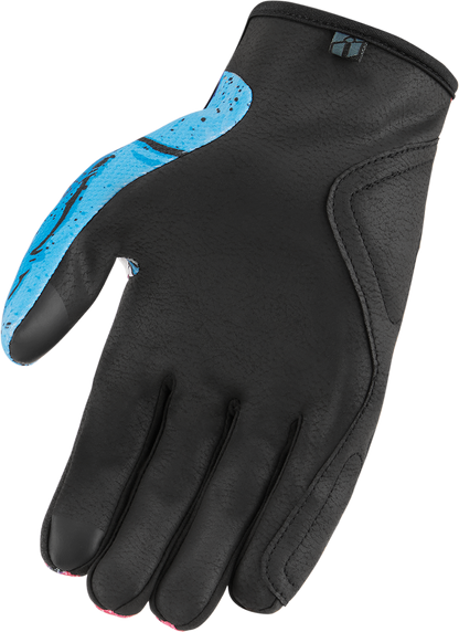 Pink ICON Hooligan Beastie Bunny Gloves by Bill's Exhausts, small size, with detailed stitching and playful design.