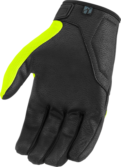 Bill's Exhausts ICON Hooligan CE Gloves in Hi-Vis, small size, featuring durable construction and bright safety color.