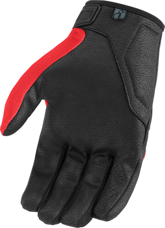 Red ICON Hooligan™ CE gloves in 2XL size with reinforced knuckles, designed for safety and durability, by Bill's Exhausts.