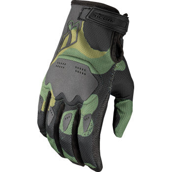 Bill's Exhausts ICON Hooligan Magnacross™ gloves in camo green, 2XL, stylish riding gloves with durable design.