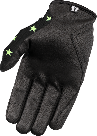 Bill's Exhausts ICON Hooligan Old Glory Gloves in glow medium size, featuring vibrant design and durable construction.