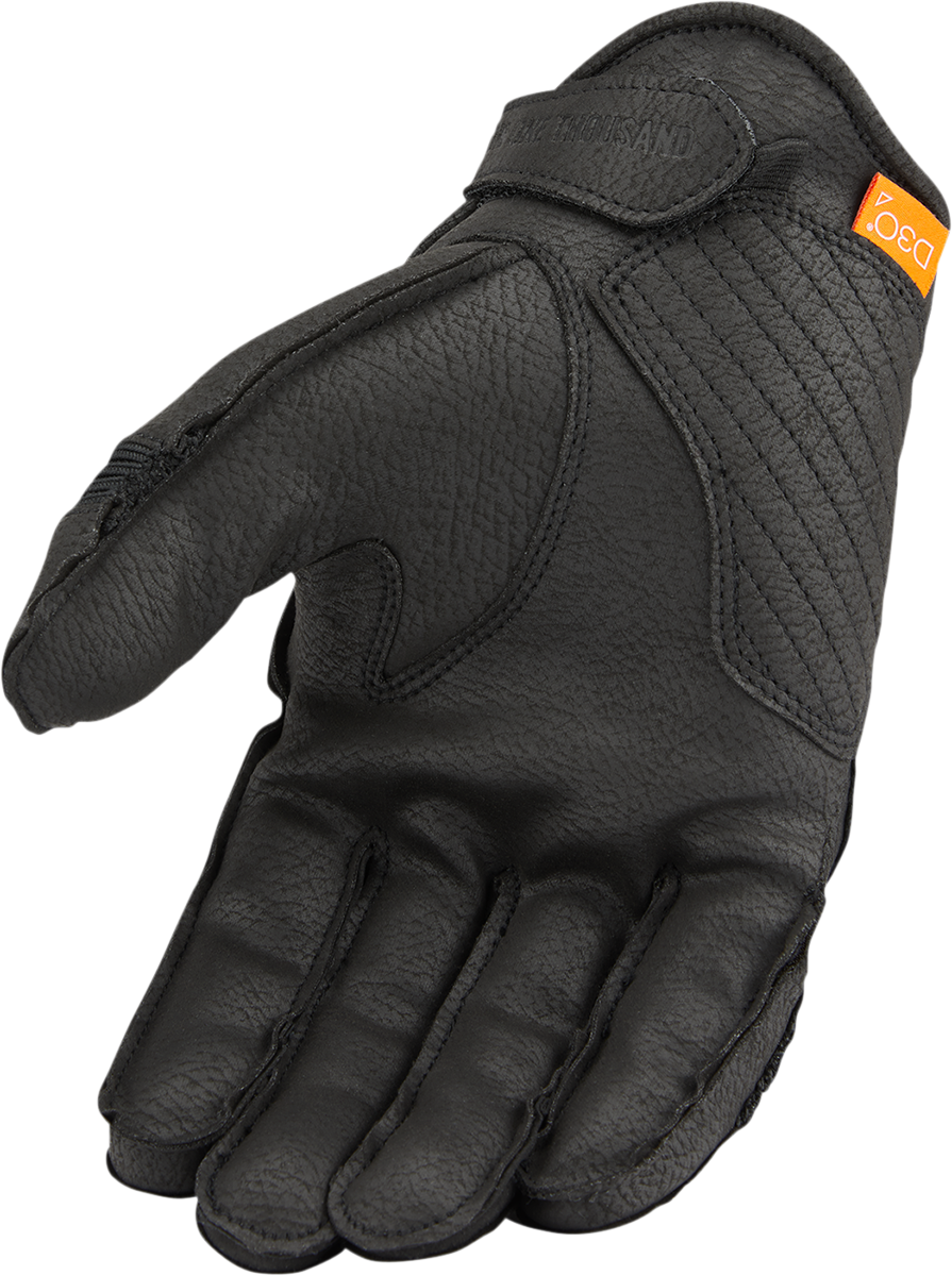Black ICON Outdrive™ gloves in small size by Bill's Exhausts, showing the textured grip and sleek design.