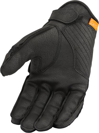 Black ICON Outdrive™ gloves in small size by Bill's Exhausts, showing the textured grip and sleek design.