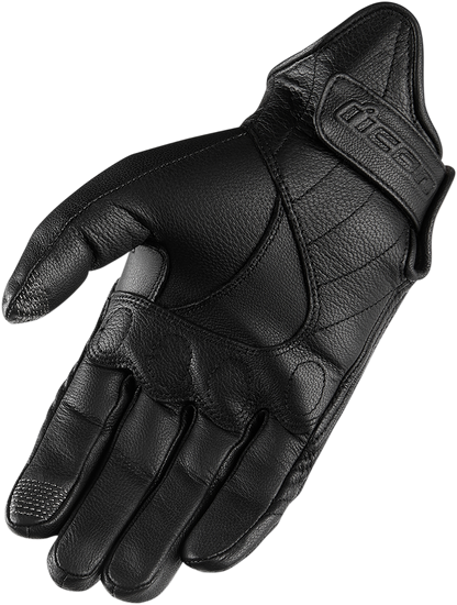 Black ICON Pursuit Classic™ gloves in small size, featuring durable design and casual style, by Bill's Exhausts.