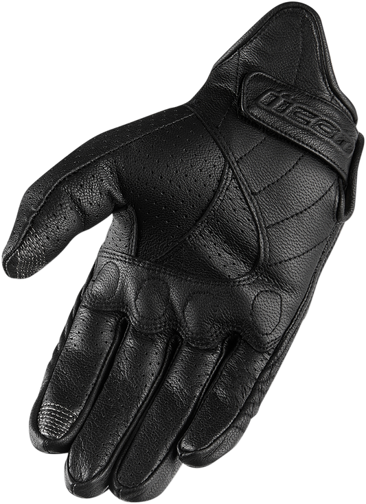 Black ICON Pursuit Classic™ perforated gloves in 3XL size, showing detailed perforations and textured fabric for breathability.