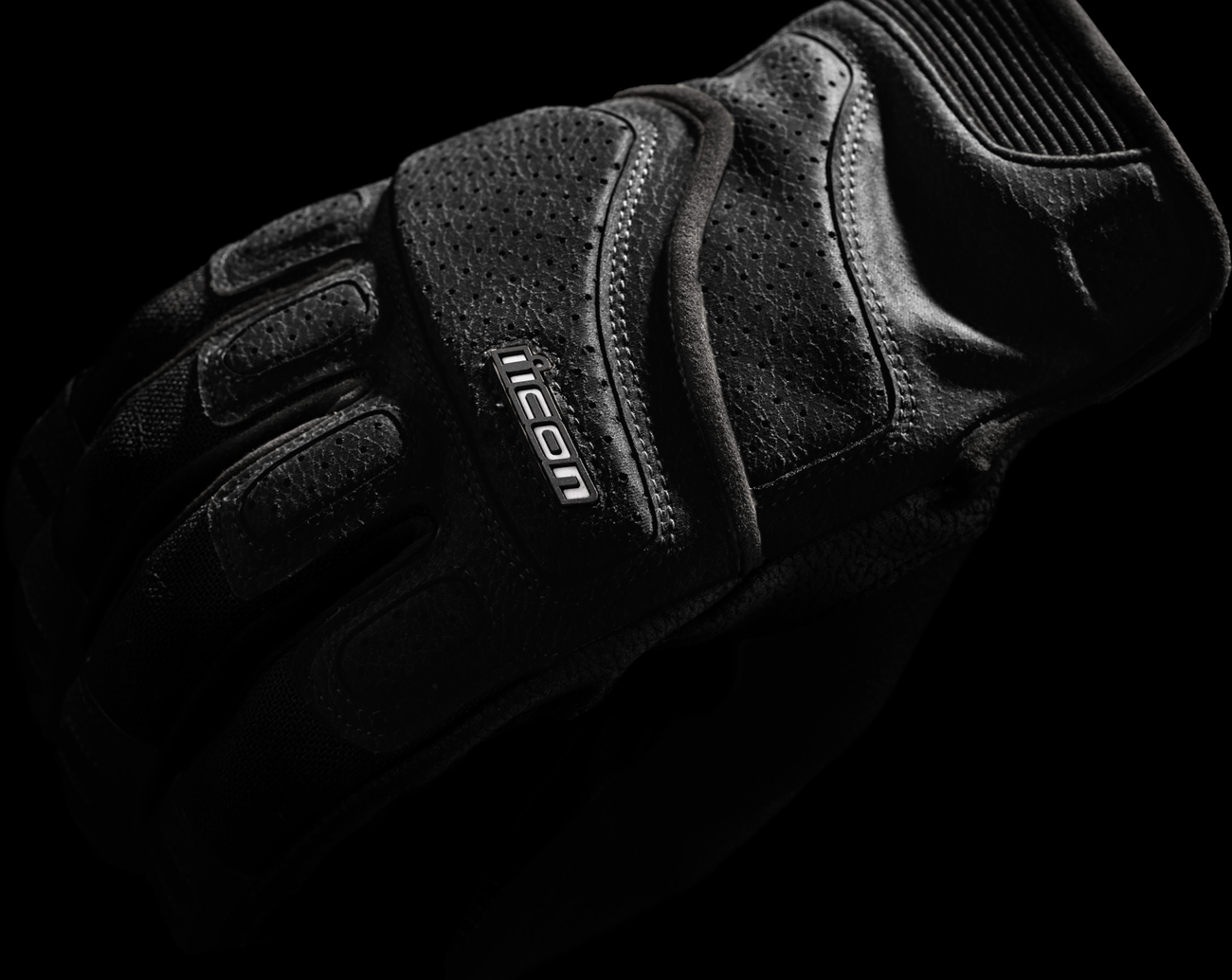 Black ICON Superduty3™ Gloves by Bill's Exhausts in small size, showing durable protective material and secure wrist closure.