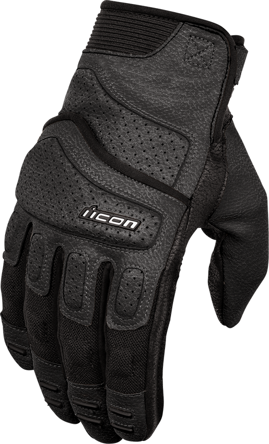 ICON Women's Superduty3™ Gloves in black, XS size, designed for durability and comfort, shown in a close-up image.